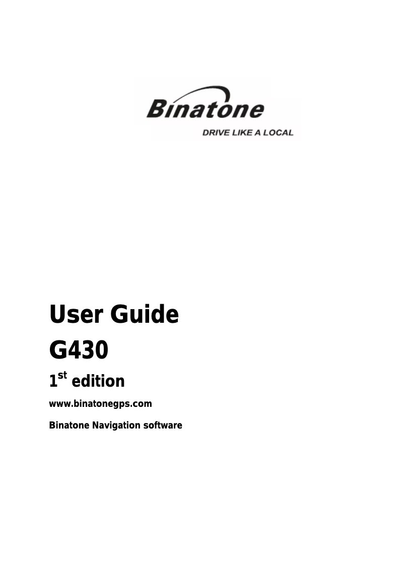 Page n°1 - Manuel utilisateur Binatone G430