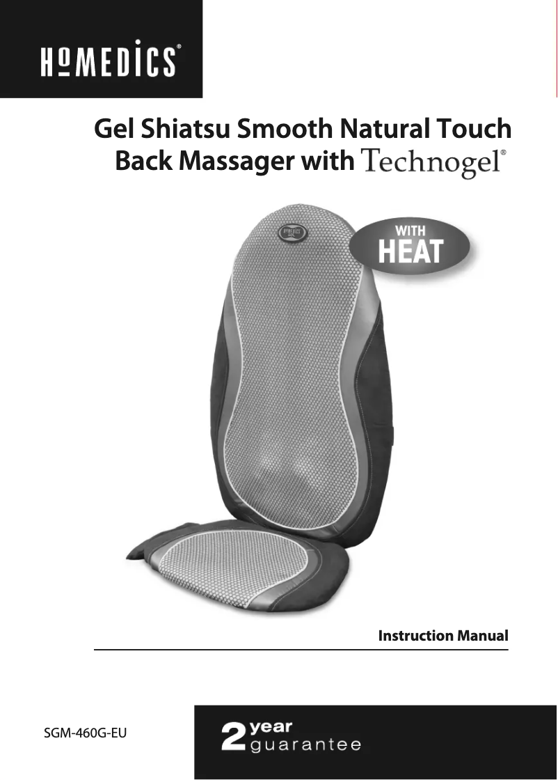 Page 1 de la notice Manuel utilisateur Homedics Gel Shiatsu Smooth Natural Touch SGM-460G-EU