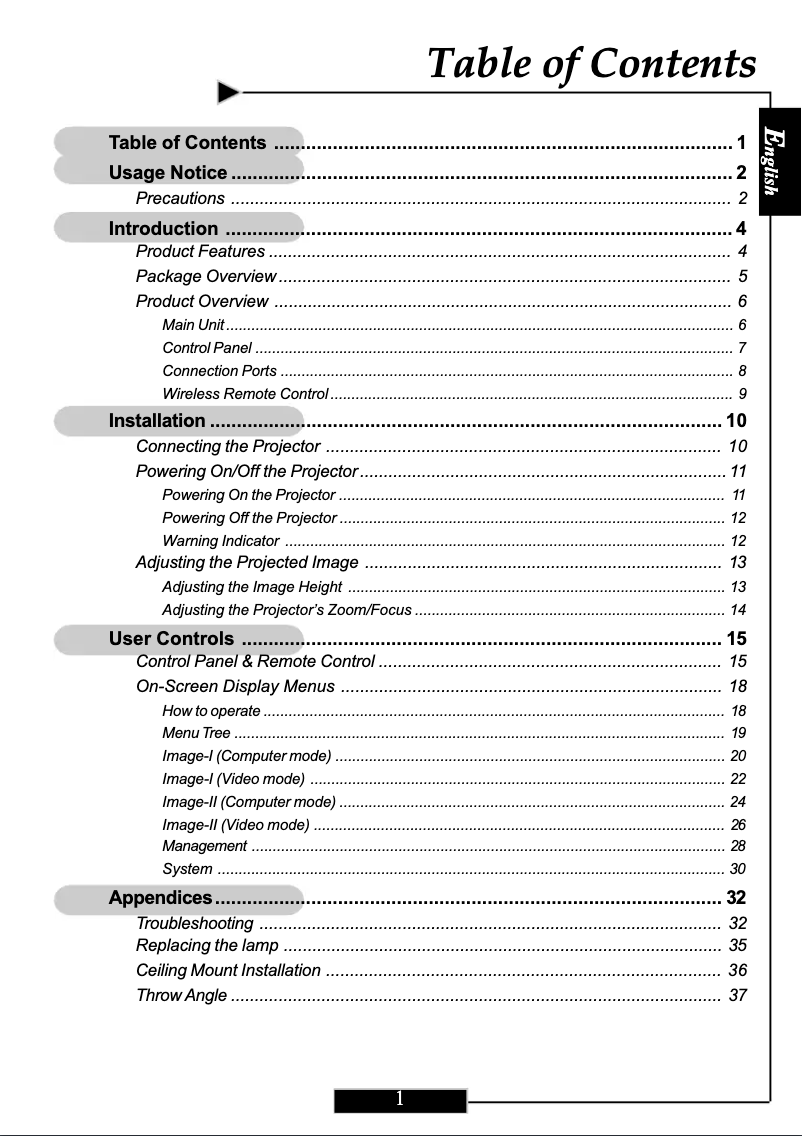 Page n°1 - Manuel utilisateur Optoma H27