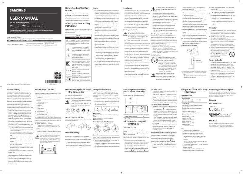 Page n°1 - Manuel utilisateur Samsung QN55S92CAF