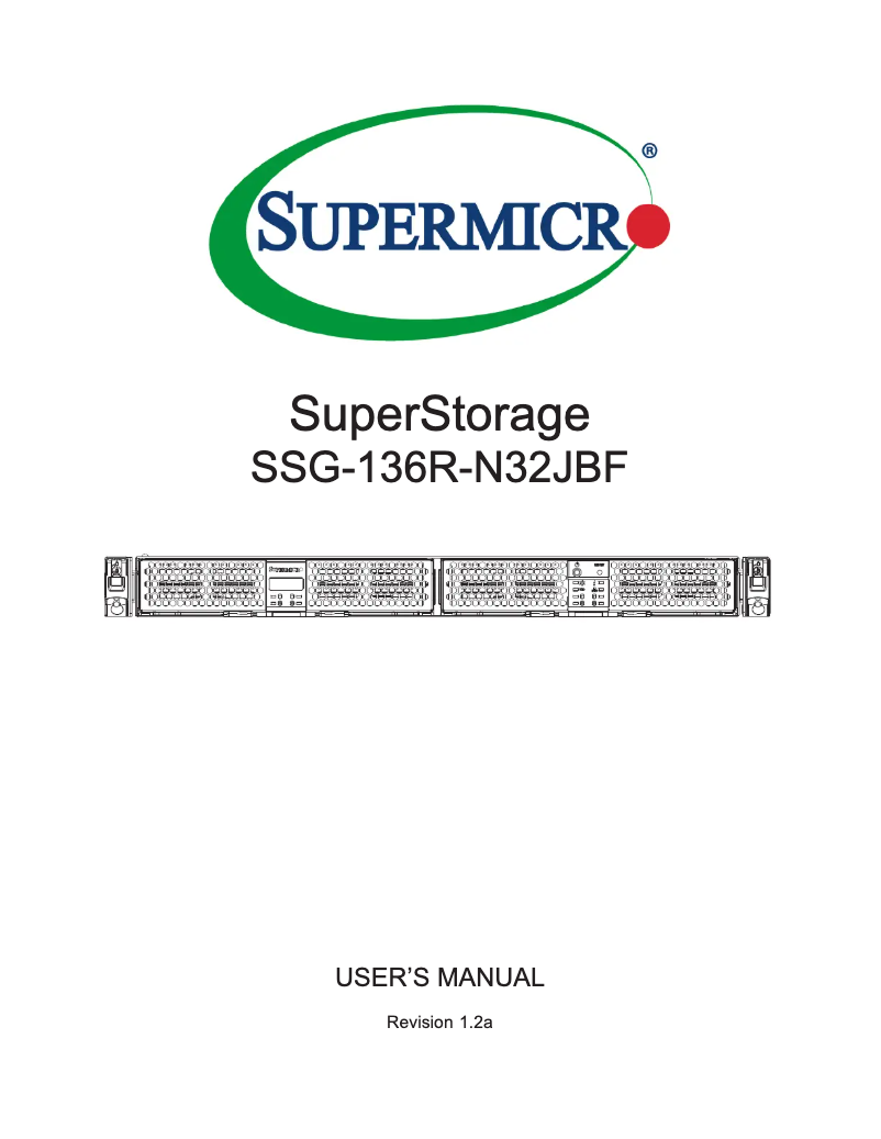 Page n°1 - Manuel utilisateur Supermicro SuperStorage SSG-136R-N32JBF