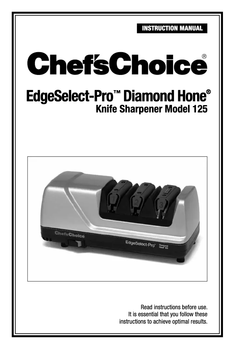 Image de la première page du manuel de l'appareil EdgeSelect-Pro Diamond Hone 125
