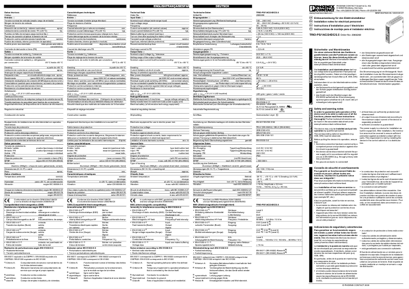 Page 1 de la notice Manuel utilisateur Phoenix Contact TRIO-PS/1AC/24DC/2.5