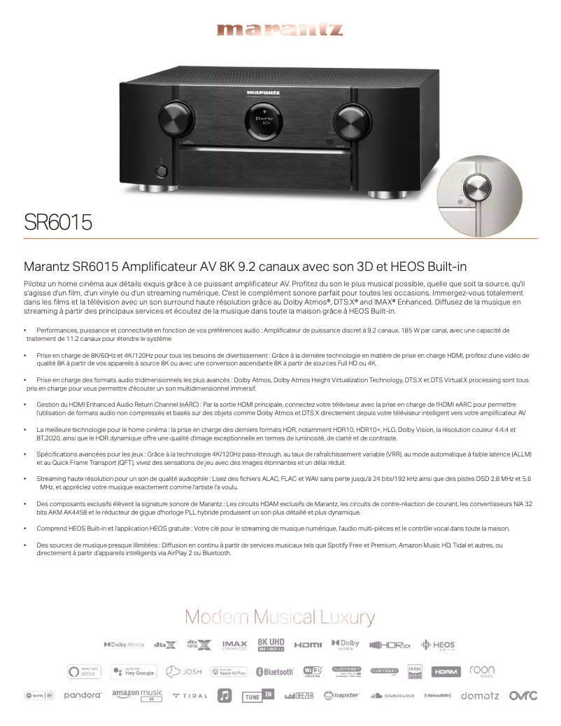 Page n°1 - Fiche technique Marantz SR6015