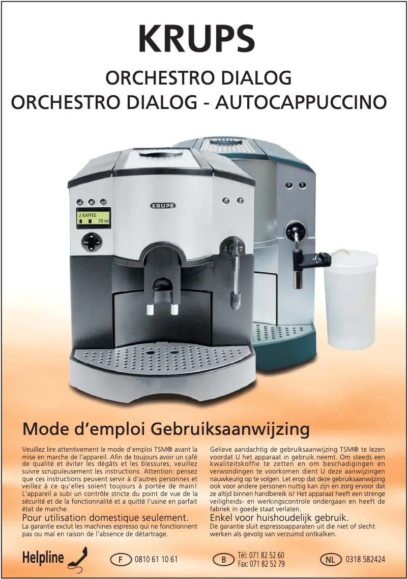 Page n°1 - Manuel utilisateur Krups FNF2