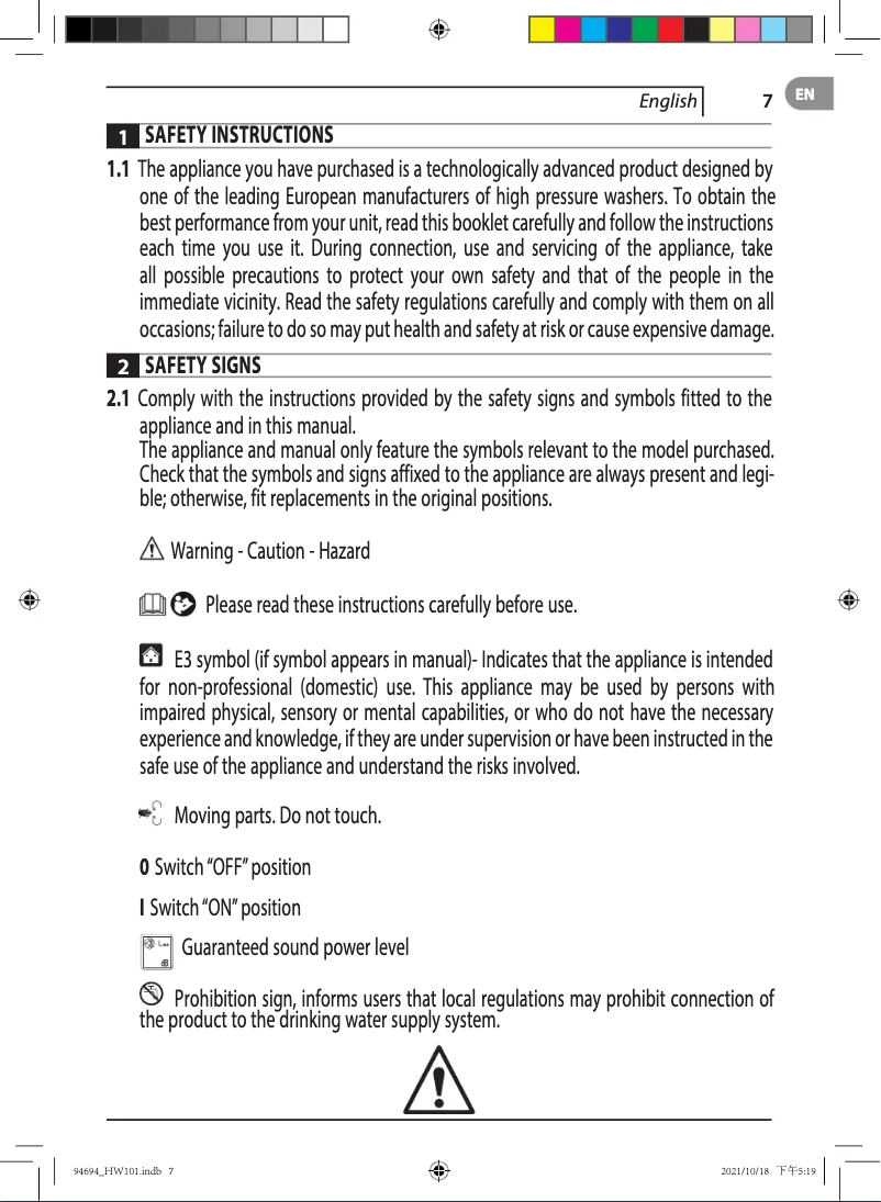 Page 1 de la notice Manuel utilisateur Makita HW101