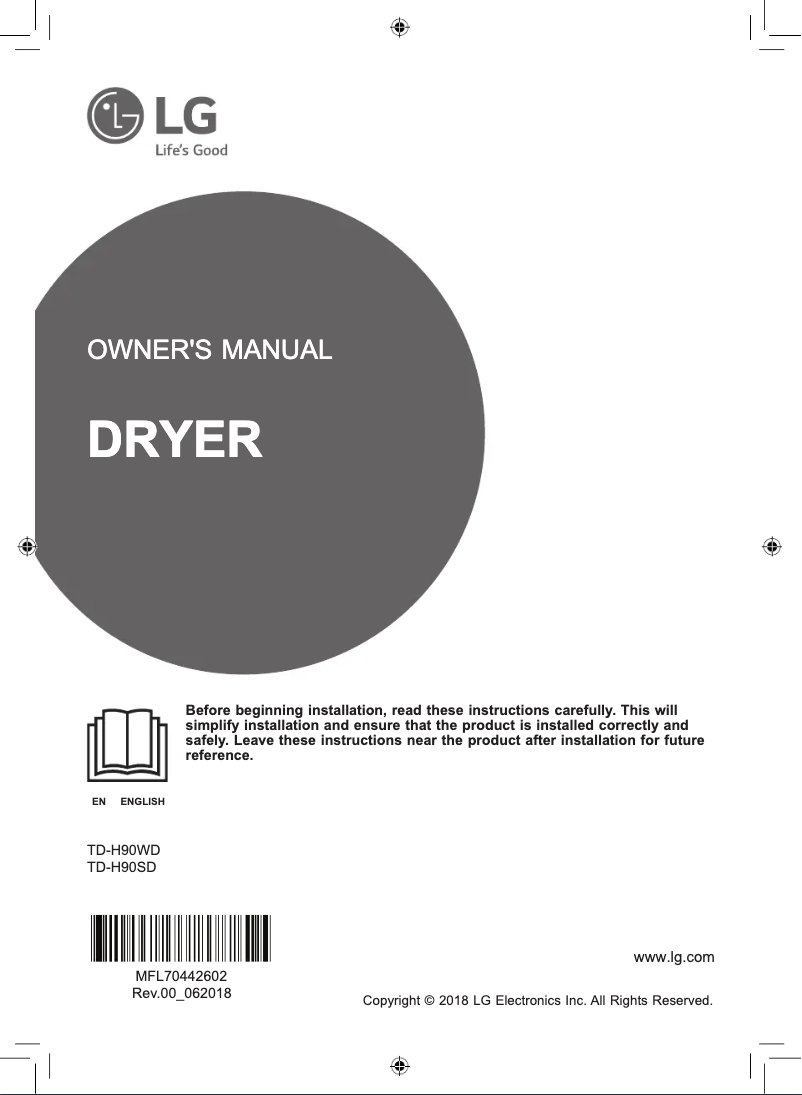 Image de la première page du manuel de l'appareil TD-H90WD