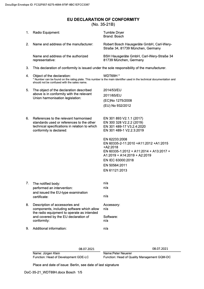 Page 1 de la notice Mode d'emploi Bosch WTX87KH0BY