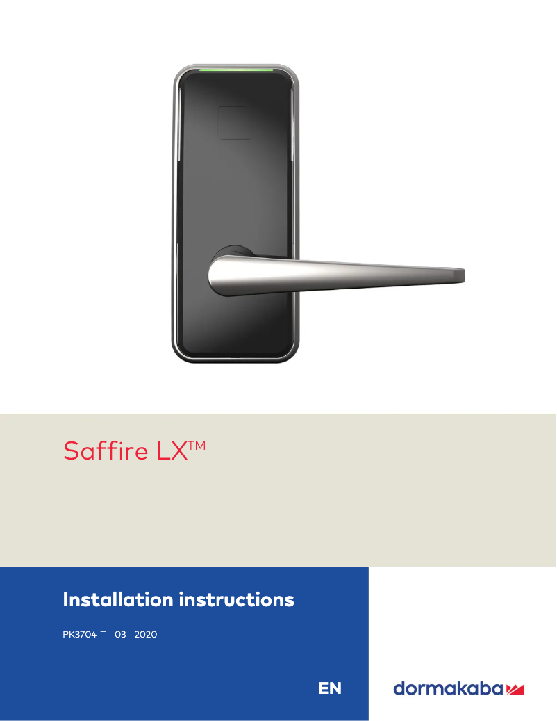 Page n°1 - Manuel utilisateur Dormakaba Saffire LX
