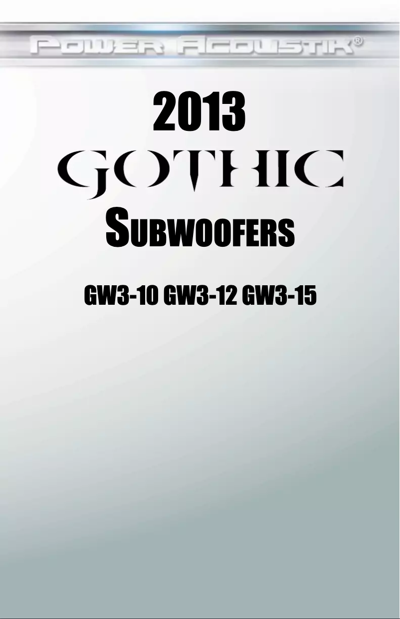 Page 1 de la notice Manuel utilisateur Power Acoustik Gothic GW3-10