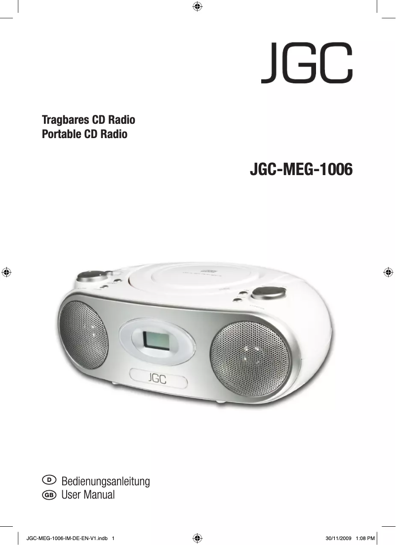 Page 1 de la notice Manuel utilisateur JGC MEG-1006