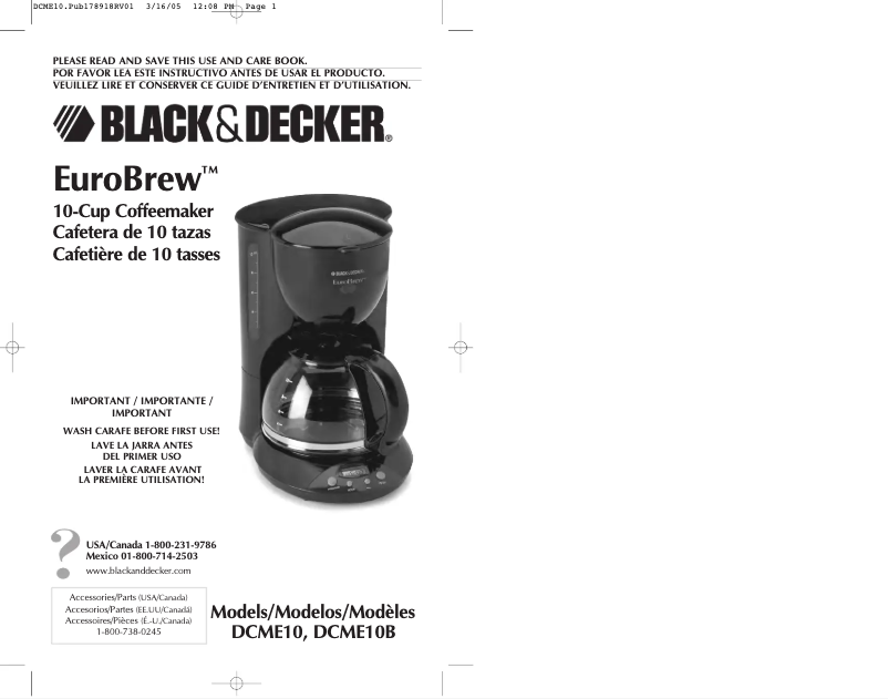 Imagen de la primera página del manual del dispositivo DCME10B