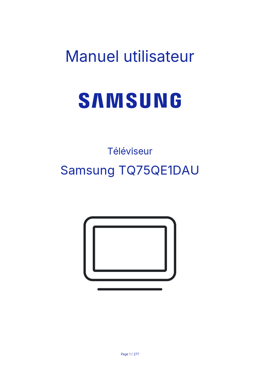 Page n°1 - Manuel utilisateur Samsung TQ75QE1DAU