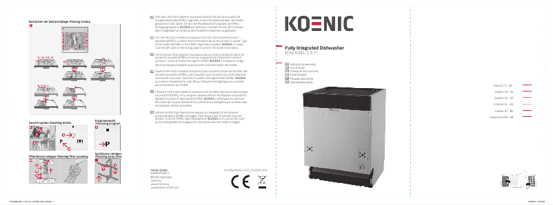 Page 1 de la notice Manuel utilisateur Koenic KDW 6041-1 E FI