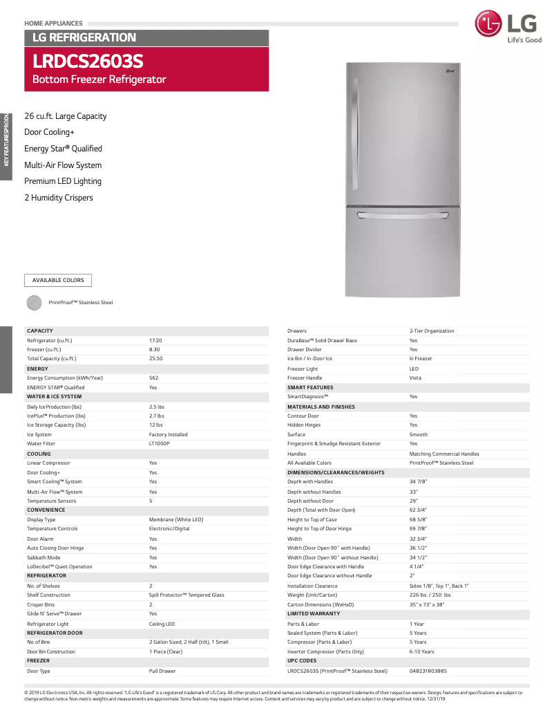 Image de la première page du manuel de l'appareil LRDCS2603S