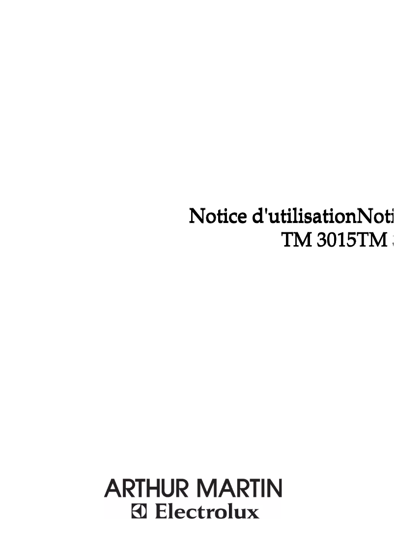 Page n°1 - Manuel utilisateur Arthur Martin-Electrolux TG4021W
