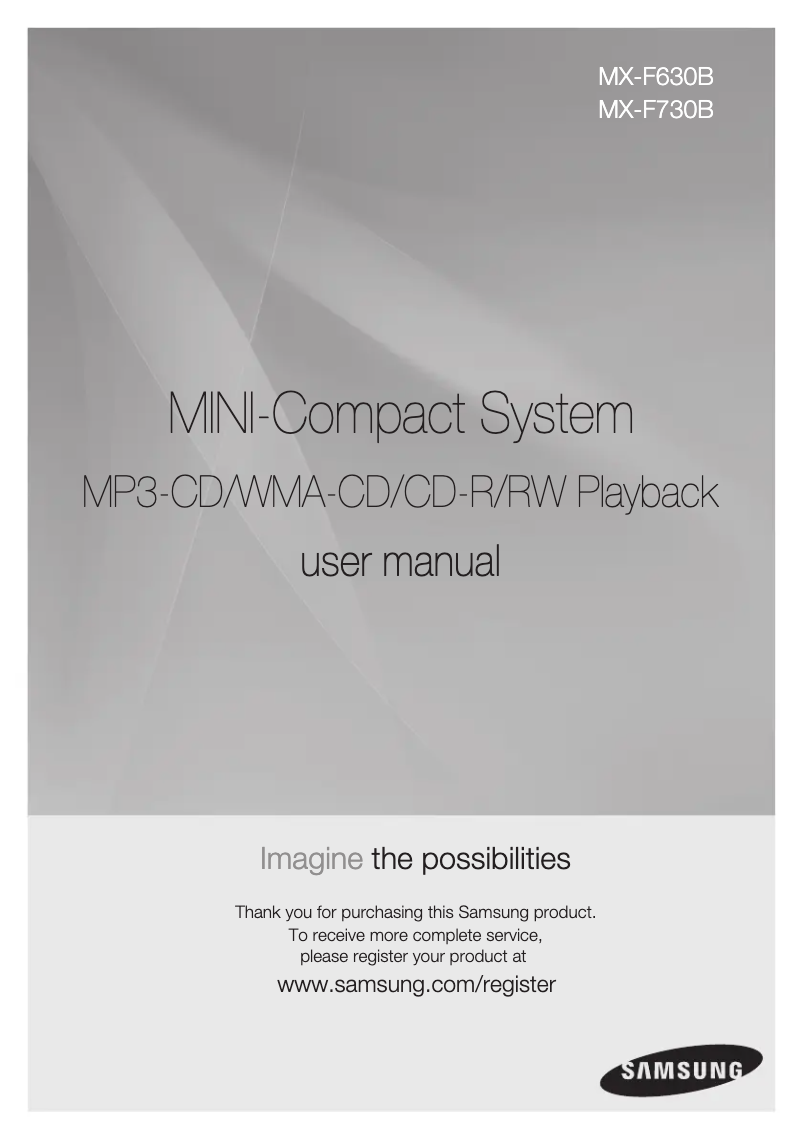 Page 1 de la notice Manuel utilisateur Samsung MX-F630B