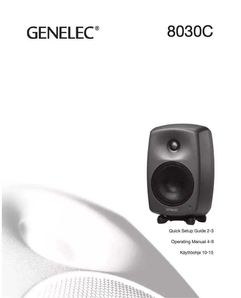 Page 1 de la notice Manuel utilisateur Genelec 8030 CW