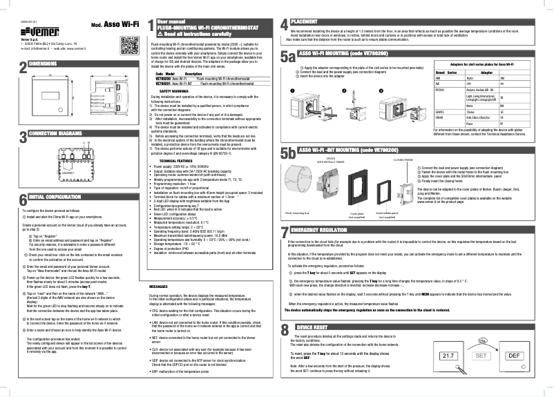 Page n°1 - Manuel utilisateur Vemer Asso Wi-Fi