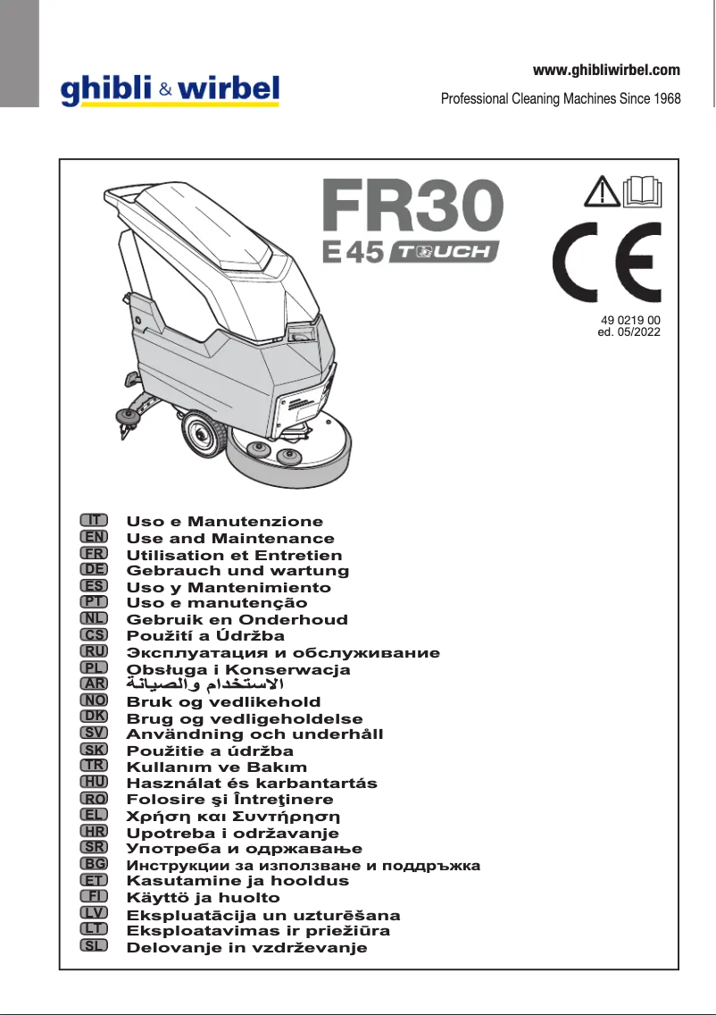 Page 1 of the manual Use and Maintenance Manual Ghibli & Wirbel FR 30 E 45 TOUCH