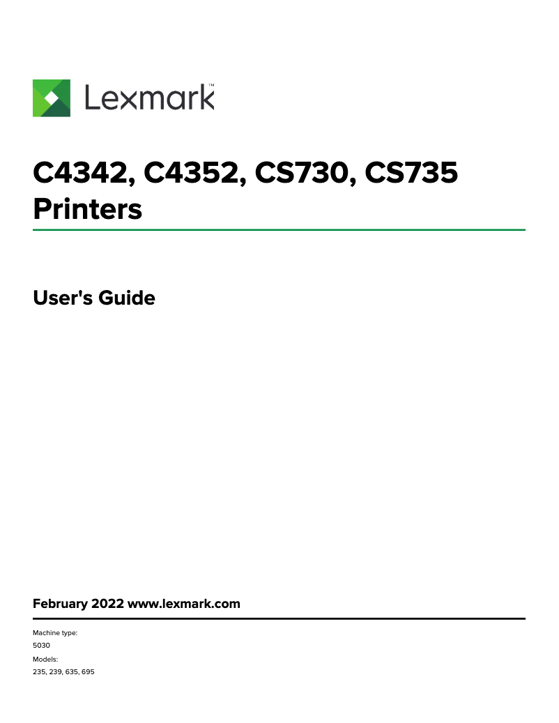 Page 1 de la notice Manuel utilisateur Lexmark CS735de