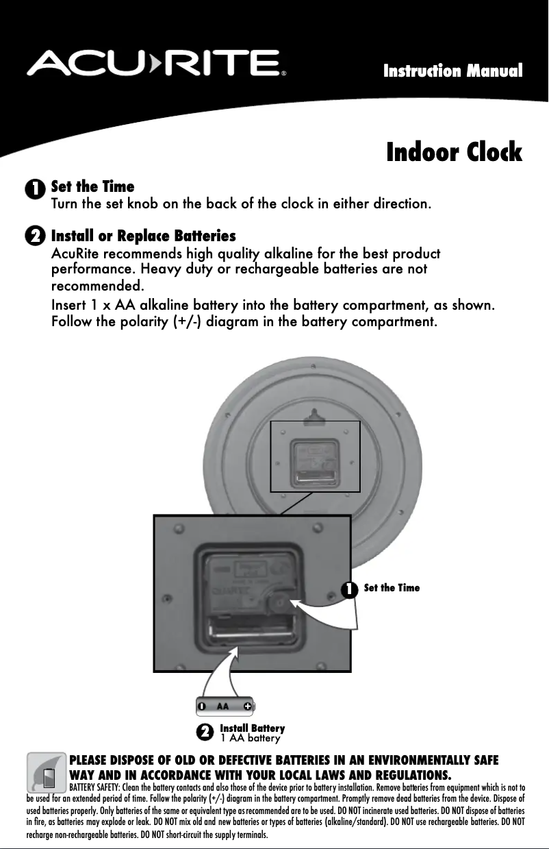 Page 1 de la notice Manuel utilisateur AcuRite 75103A1