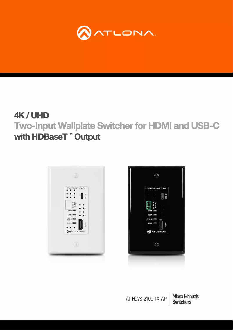 Page n°1 - Manuel utilisateur Atlona AT-HDVS-210U-TX-WP