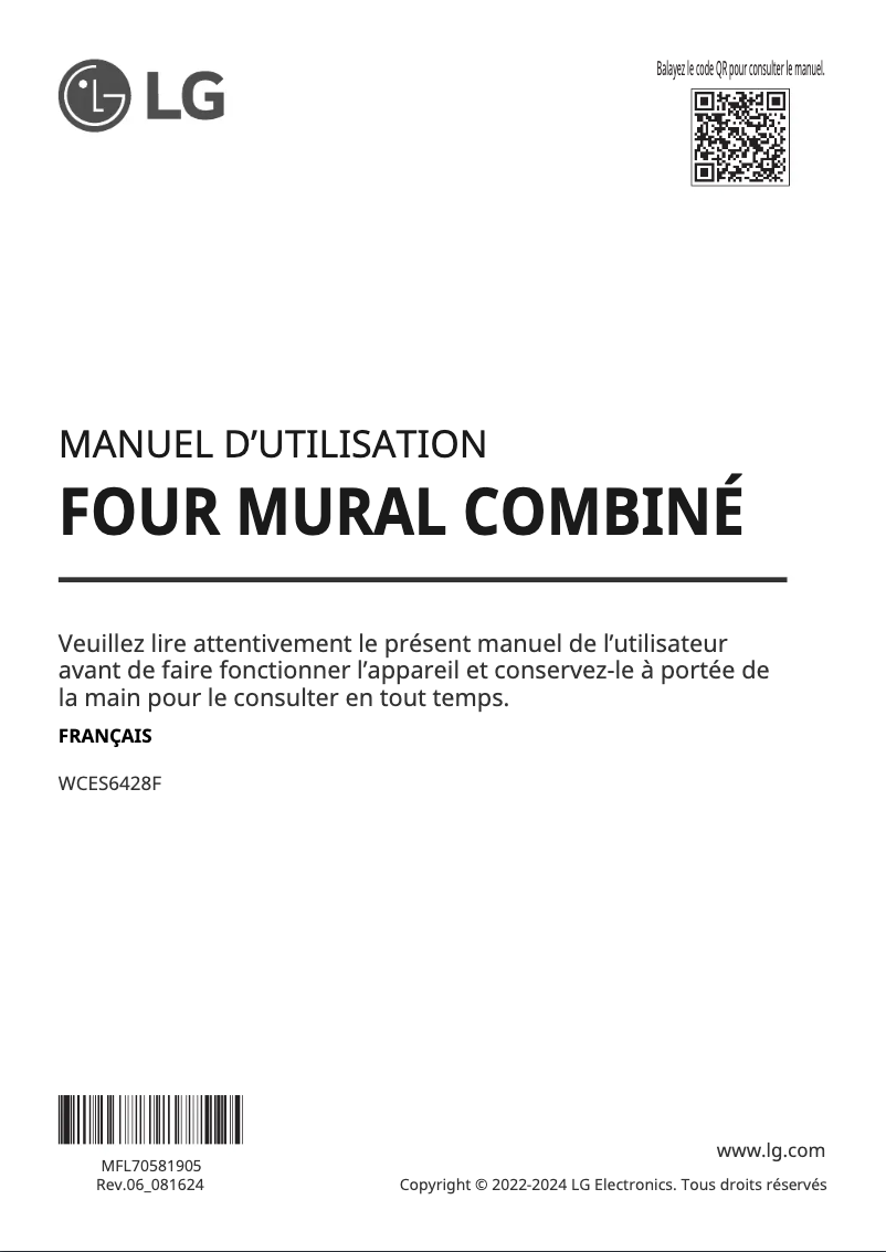 Page n°1 - Manuel utilisateur LG WCES6428F