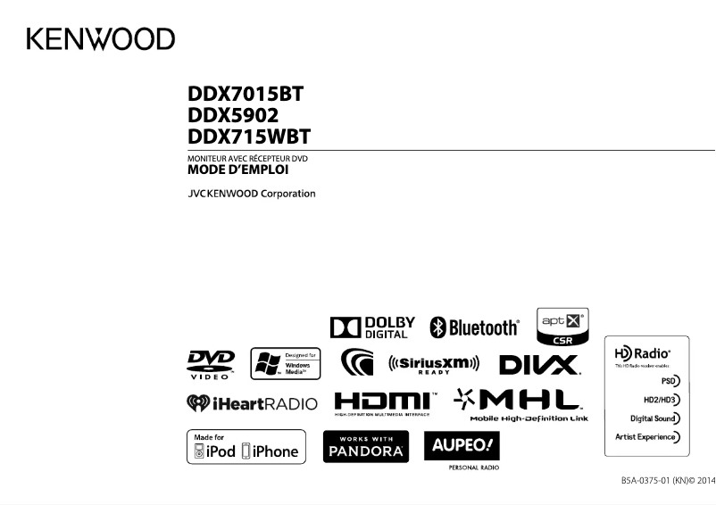 Page n°1 - Manuel utilisateur Kenwood DDX5902
