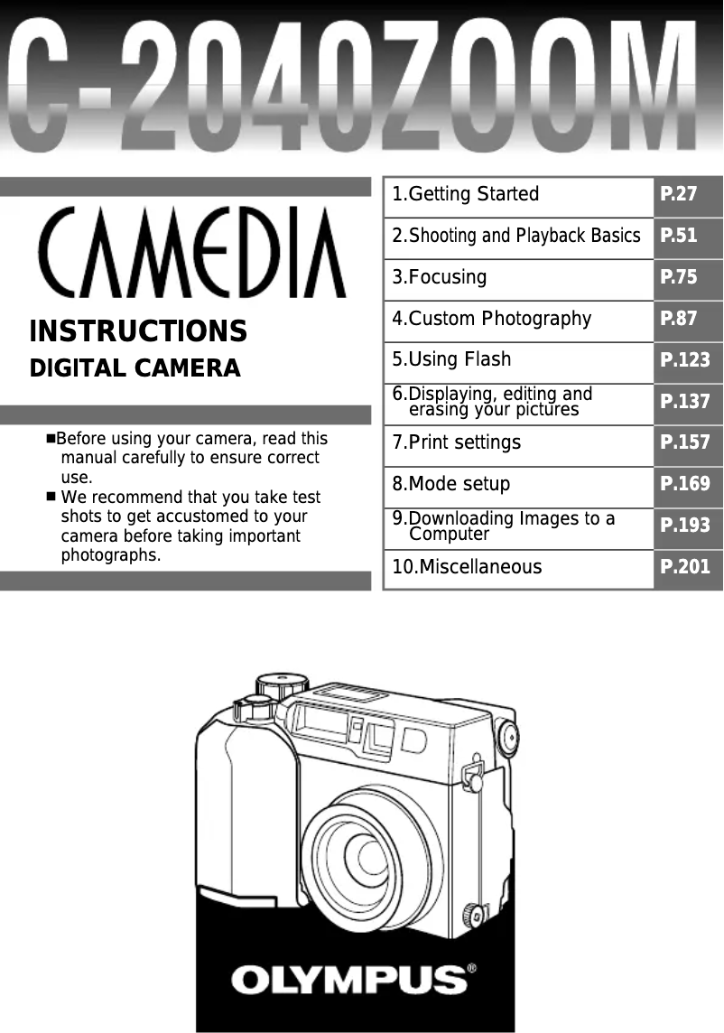 Page 1 de la notice Manuel utilisateur Olympus C-2040