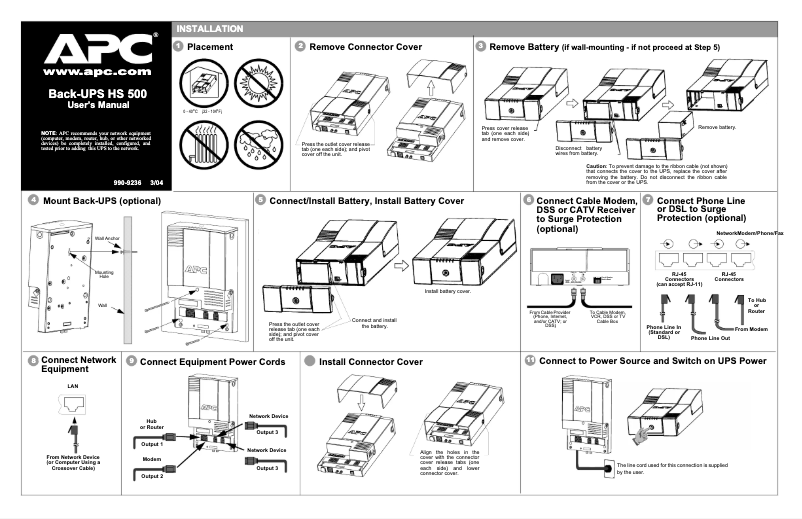 Page 1 de la notice Manuel utilisateur APC Back-UPS 500