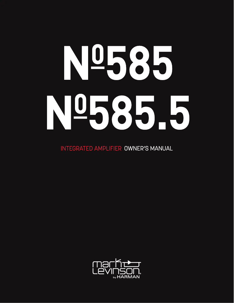 Page n°1 - Manuel utilisateur Mark Levinson No585P5AM