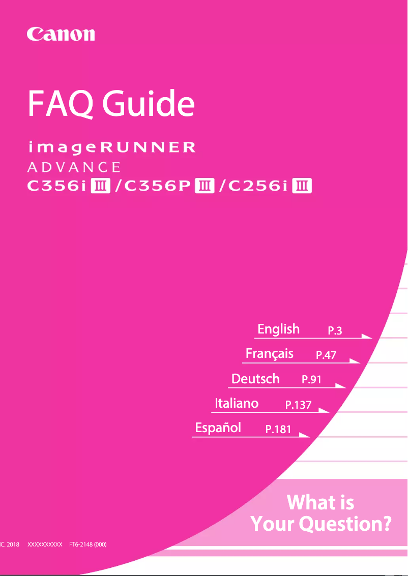 Page 1 de la notice FAQ Canon imageRUNNER ADVANCE C256i III