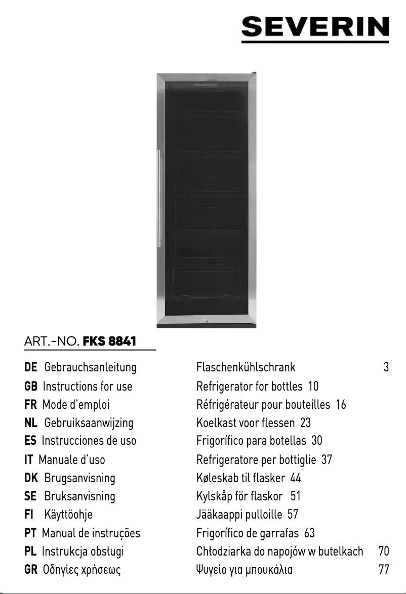 Page 1 de la notice Manuel utilisateur Severin FKS 8841