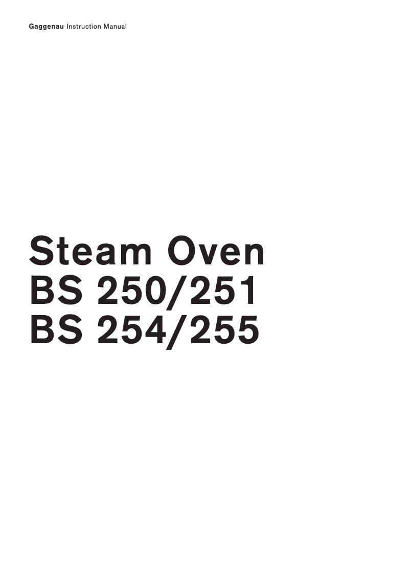 Page 1 de la notice Manuel utilisateur Gaggenau BS 250