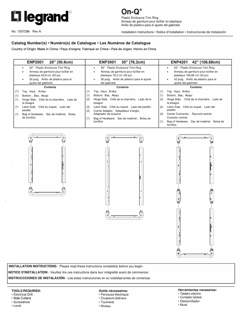 Page 1 de la notice Manuel utilisateur On-Q ENP4201