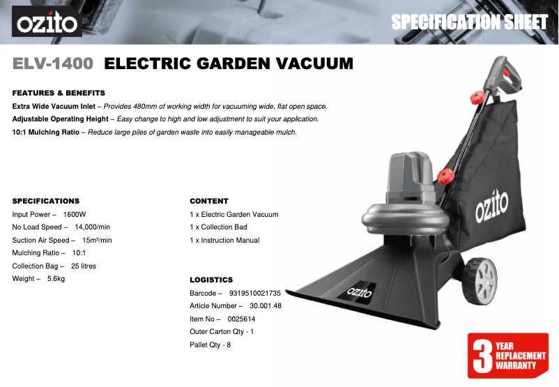 Imagen de la primera página del manual del dispositivo ELV-1400