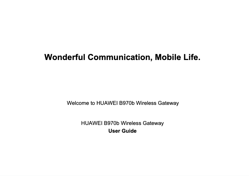 Page n°1 - Manuel utilisateur Huawei B970b