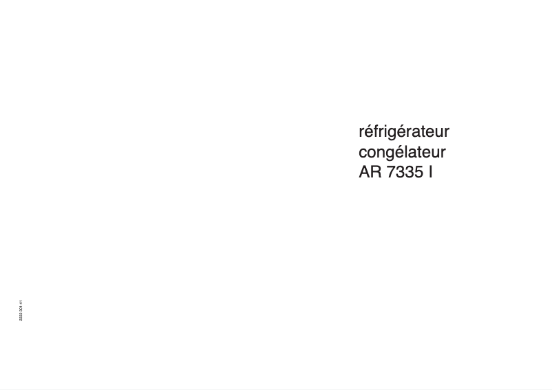 Page n°1 - Manuel utilisateur Arthur Martin-Electrolux AR7335I