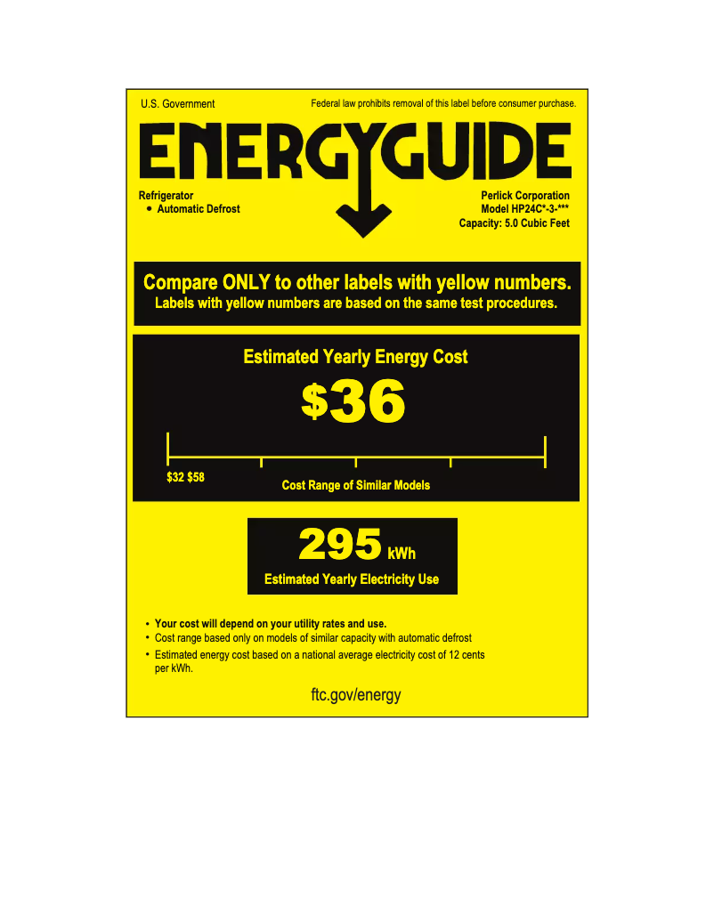 Página 1 del manual Etiqueta energética Perlick HP24CS32L