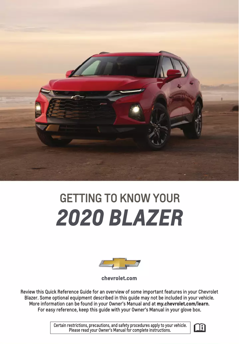 Page 1 de la notice Guide de démarrage rapide Chevrolet Blazer (2020)