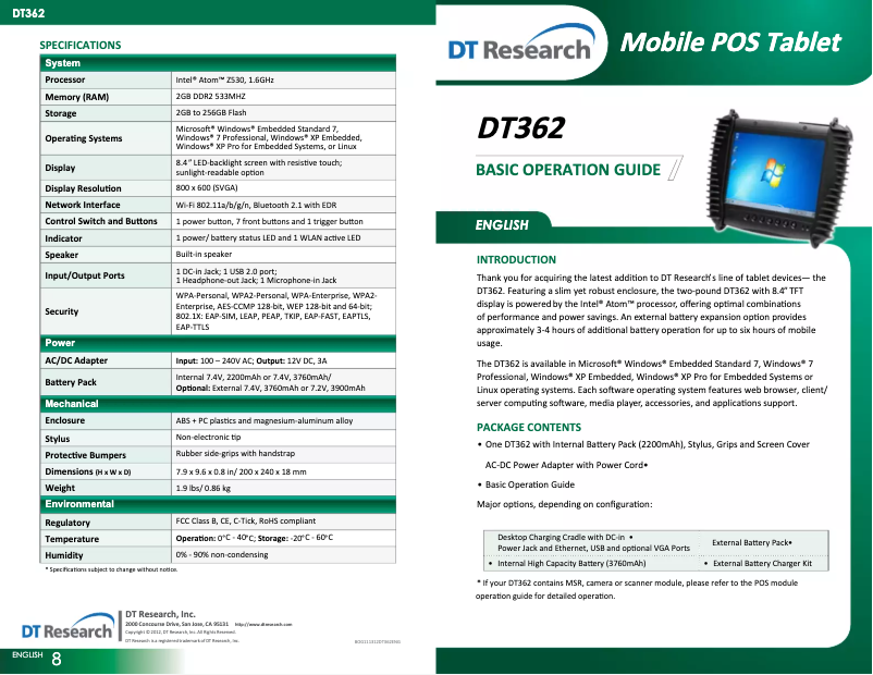 Image de la première page du manuel de l'appareil DT362