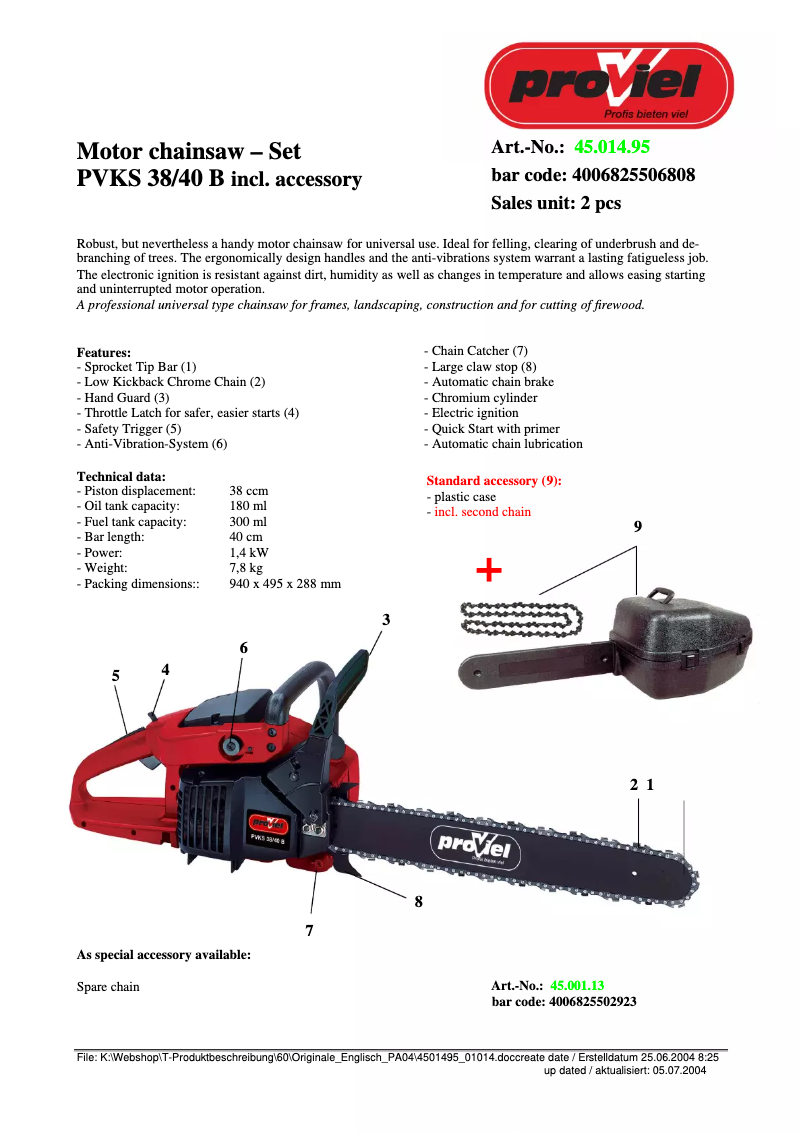 Page n°1 - Manuel utilisateur Proviel PVKS 38/40 B
