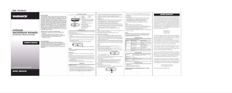 Page 1 de la notice Manuel utilisateur Magnavox MMA3639
