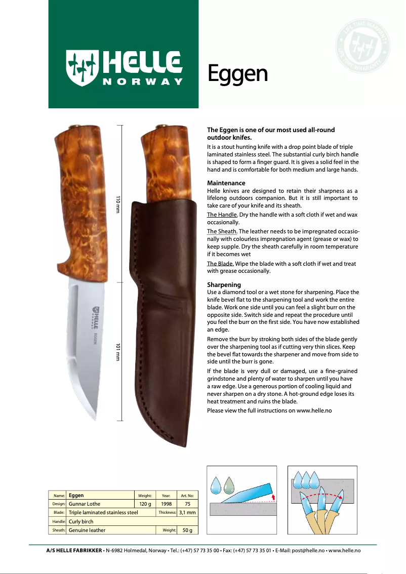 Page n°1 - Manuel utilisateur Helle Eggen