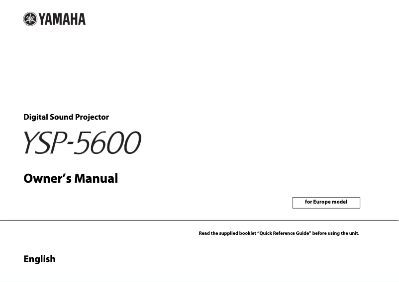 Page n°1 - Manuel utilisateur Yamaha YSP-5600