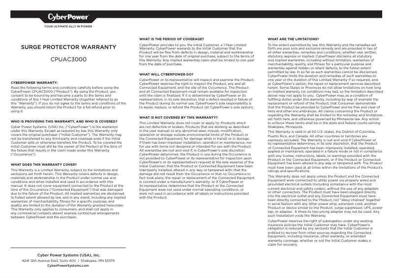 Image de la première page du manuel de l'appareil CPUAC3000