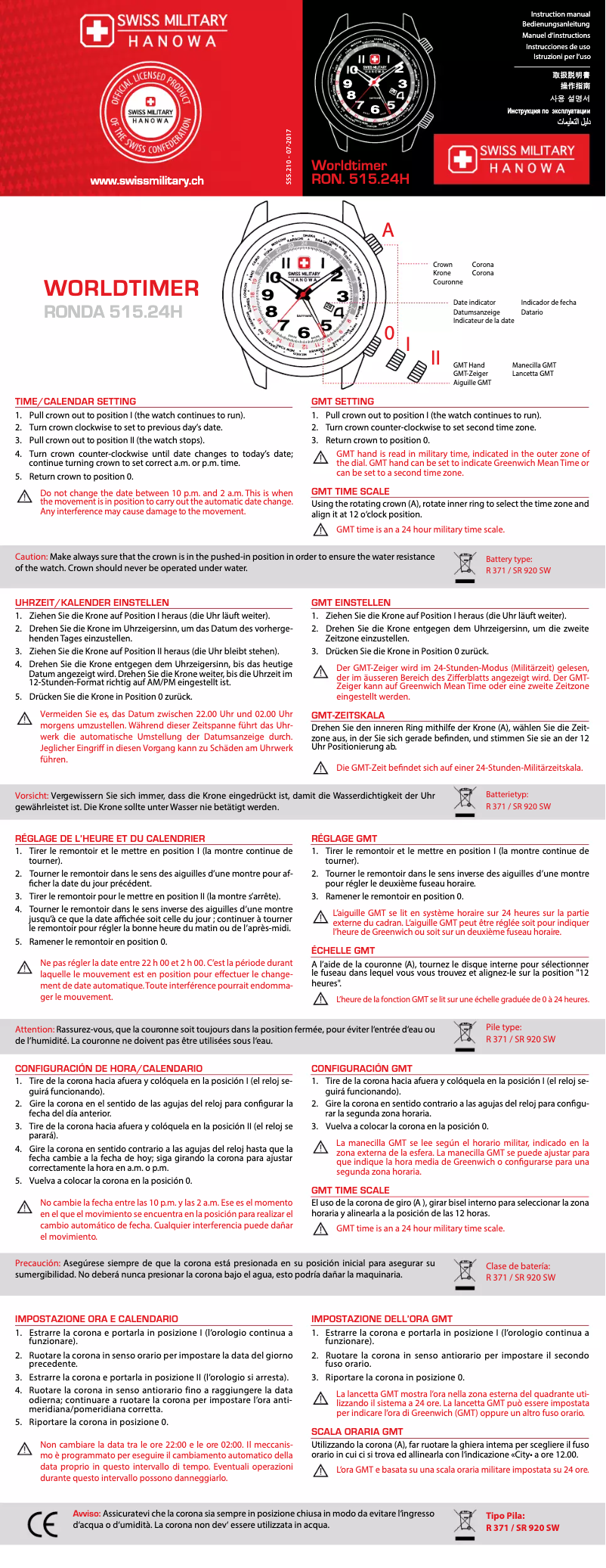 Page n°1 - Manuel utilisateur Swiss Military Hanowa Worldtimer