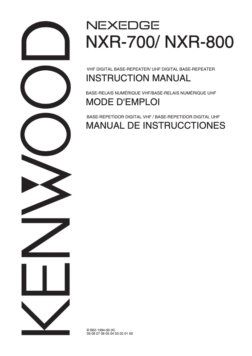 Page 1 de la notice Manuel utilisateur Kenwood NXR-800