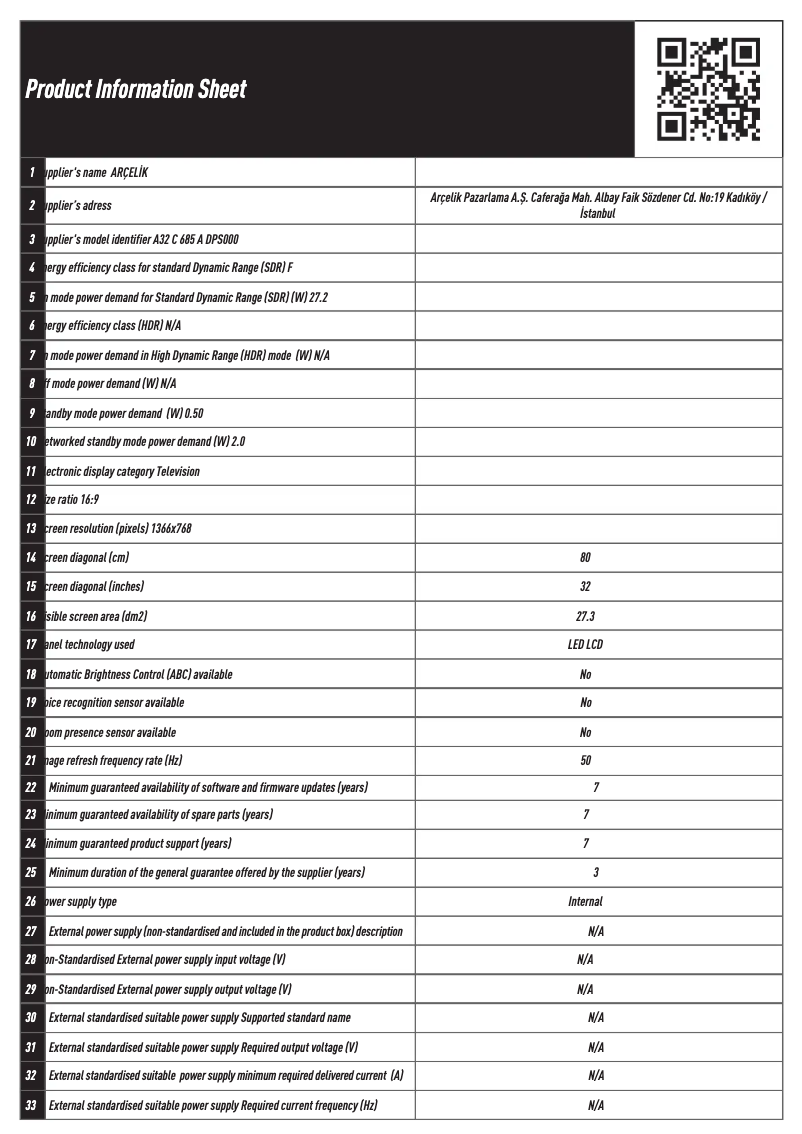 Image de la première page du manuel de l'appareil A32 C 685 A
